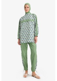 Resim DeFacto Regular Fit Su İtici 3'lü Desenli Burkini Tesettür Mayo Takım E7996AX25HSGN680 