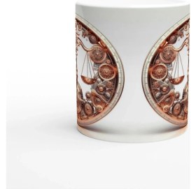 Resim Terazi Burcu Baskılı Kahve Kupası - Zamanın Çarkları Astroloji Mekanizması Vs2 