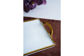 Resim Arven Dikdörtgen Gold Sunum Tepsi - 45 cm 