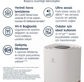 Resim Electrolux Hava Temizleme Cihazı - Toz, Polen, Evcil Hayvan Tüyü, Kötü Koku ve Mikropları Yok Eden Çok Aşamalı Filtreleme 