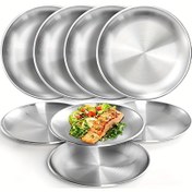 Resim 2/4/8/10 adet Paslanmaz Çelik Tabaklar 19.99cm Piknik ve Kamp Servisi için Yemek Tabakları, Tekrar Kullanılabilir ve Bulaşık Makinesinde Yıkanabilir, Mutfak Malzemeleri 