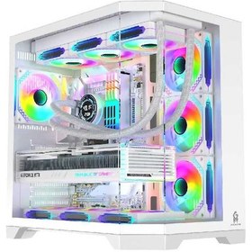 Resim F-7 Edge 7x Argb Pwm Fan Beyaz Atx Akvaryum Gaming Kasa Oyuncu Kasası 