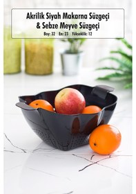 Resim Akrilik Siyah Makarna Süzgeçi & Sebze Meyve Süzgeçi Siyah 32 23 Cm Çok Renkli 