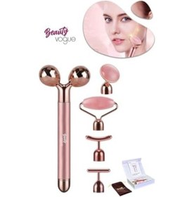 Resim Beauty 3d Yüz Masaj Silindiri, 5 Başlıklı, Rose Quartz Titreşimli Cilt Bakım Cihazı, Profesyonel 0 