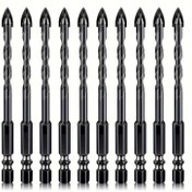 Resim 10 adet Çok Yüzeyli Matkap Ucu, Tungsten Karbür Uçlu, Altıgen Saplı Metal Duvar Delme Ucu Seti, Cam, Beton, Tuğla, Ahşap, Plastik, Seramik Fayans, Ayna Delme Aracı için Uygun, Kaymaz Sap Tasarımı ile 