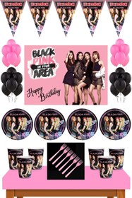 Resim BLACK PINK Black Pink Doğum Günü Parti Seti Büyük Afişli 50x70 Cm 24 Kişilik+ Parti Malzemeleri Doğu 