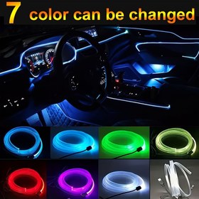Resim 3 Metre 7 Renkli RBG Araba İç Aydınlatma LED Şerit Neon LED Araba Aydınlatma Şeritleri DIY Esnek EL Soğuk Işık Hattı Tüpü Otomatik Dekorasyon 