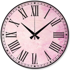 Resim Roma Rakam Uv Baskılı Duvar Saati Sessiz Akar Mekanizma Pembe 