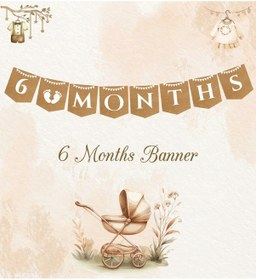 Resim Yarım Yaş Partisi 6 Months Temalı Kraft Banner 1 