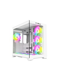Resim Strong Syrax 7x 120 Mm Fanlı Rgb Led Buton Kontrol Atx Akvaryum Beyaz Gaming Bilgisayar Kasası Powersız 