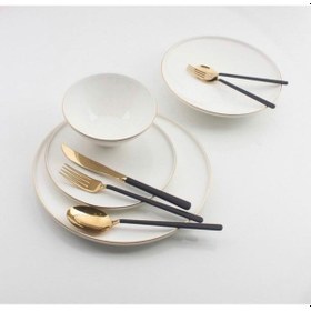 Resim Lilyum 84 Parça Siyah Gold Çatal Kaşık Bıçak Seti Gold 