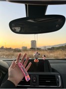 Resim OTOMOGARAJ Otomobil dikiz süsü hello kitty elbiseli taçlı hello kitty dikiz süsü ve oto anahtarlık MİNİ 4cm 