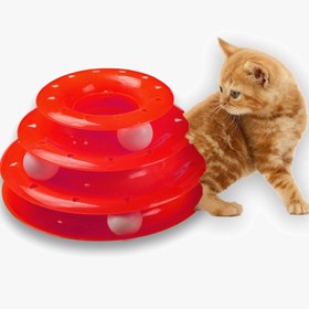 Resim 3 Katlı Kedi Oyuncağı - Kırmızı 