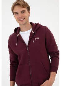 Resim U.S. Polo Assn. Erkek Regular Fit Koyu Bordo Şardonlu Örme Hırka 50313755-VR177 