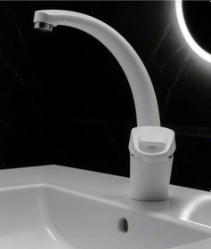 Resim Mix Kuğu Sıcak Soğuk Çift Su Girişli Mutfak Ve Lavabo Musluğu Bataryası Beyaz 