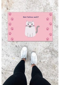 Resim Dijital Baskı Pembe Patili Desen Kapı Önü Paspası K-1030 