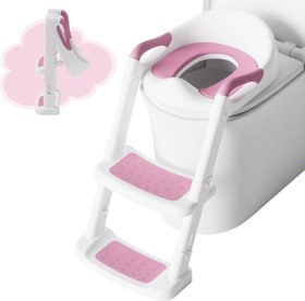 Resim Çocuk Klozet Adaptörü Merdivenli, PU Pedli, Kaymaz, 1-7 Yaş, 38-47 cm Uyumlu 