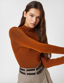Resim Uzun Kollu Tişört Crop Yarım Balıkçı Yaka Basic 