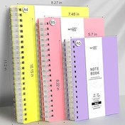 Resim RETTACY A5 not defteri, not defteri, spiral ciltli not defteri, 300 yaprak/150 sayfa, 100 g/m² kolej çizgili kağıt, PVC sert kapak, 14,5 x 21 cm, lila 