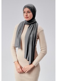 Resim Kadın Tesettür Luxury Penye Şal Füme 