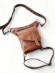 Resim Crow'sRoom Handmade Deri Bel Ve Bacak Çantası (kapaklı Model Taba) 