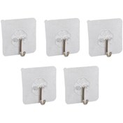 Resim Kendinden Yapışkanlı Şeffaf Askı Metal Kancalı Askılık 5 Adet 