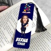 Resim Şık Kıyafetli Kadın Karikatürlü Püsküllü Kitap Ayracı 