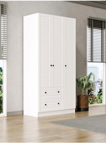 Resim Kuzeylife Elegante Modern Tasarımlı Membran Kapaklı 3 Kapılı Gardırop (50 cm Derinlik) 