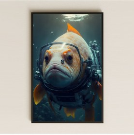 Resim Dalgıç Kıyafetli Balık Dijital Sanat Pleksi Tablo 