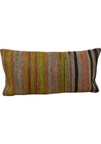 Resim Zehra Abla Halı Yeni El Dokuma Dekoratif Lumbar Kilim Kırlent Yastık Kılıfı 6161 