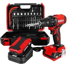 Resim Rodex RDX3375A 21V 2 Ah Çift Akülü Matkap + 17 Parça Aksesuar 