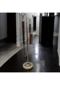 Resim Ayakkabı Çekeceği Ahşap Ve Krom Oymalı Fırçalı Set-bronz 