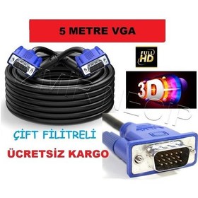 Resim 5 Mt Projeksiyon Tv Ara Kablosu Vga Wga Kablo Kömürlü 