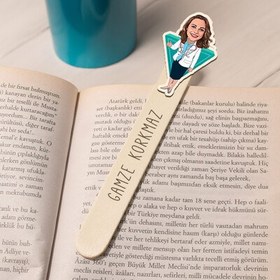 Resim Kadın Doktor Karikatürlü Çubuk Kitap Ayracı 