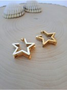 Resim Dali Shop Üçlü Görünüm Altın Kaplama Çelik Küpe 