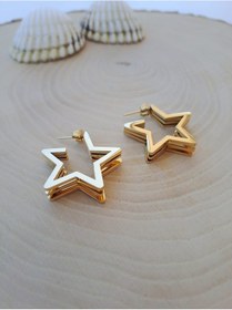 Resim Dali Shop Üçlü Görünüm Çelik Yıldız Küpe Gümüş 