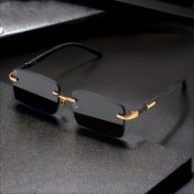 Resim 1pc Erkek Kare Çerçevesiz Gözlük, Casual Hip Hop Moda, Siyah PC Mercek ile Aynalı Fonksiyon, Kaplama Olmayan Değerli Metal Ferroalloy Çerçeve, Gündelik Kullanım İçin Dekoratif Gözlük 