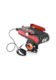 Resim 2xt6 Led Telefon Tutuculu Kornalı Powerbankli Usb Şarjlı Bisiklet Farı Su Geçirmez 3 Modlu Siyah 