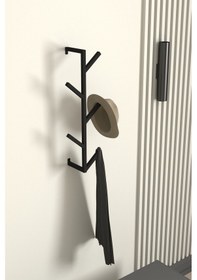 Resim Aju Fidan Askılık 5 Kollu Antre Hol Askılığı Çanta Şal Mont Havlu Bornoz Çok Amaçlı Askılık Siyah 