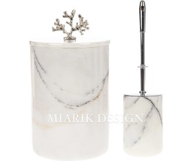 Resim Şık Mermer Desenli Çöp Kovası ve Tuvalet Fırçası Takımı 