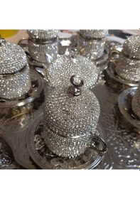 Resim Ceyyiz 8'Li Silver Hilal Lokumluk Kahve Fincanı Set 