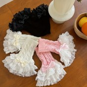 Resim Lace Twist Örgü Yay Eldiven Kişiselleştirilmiş Düz Renk Elastik Sıcak Parmaksız Eldiven Kış Kalın Soğuk Geçirmez Dekoratif Bilek Kapağı 