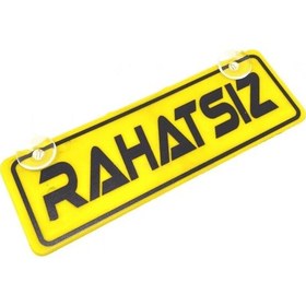 Resim Rahatsız Yazılı Sarı Dekor Plaka Vantuzlu Cam Süsü 