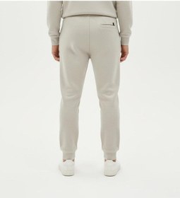 Resim Plus Scorpion Erkek Slim Fit Eşofman Altı Pamuklu Kumaş, Fermuarlı Cepli, Rib Paça Gri 