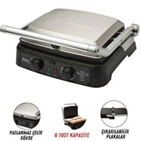 Resim Paslanmaz Çelik Izgara ve Tost Makinesi - Çıkarılabilir Plaka - Zamanlayıcılı 2000W 