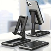 Resim 1 adet Evrensel Ayarlanabilir Katlanabilir Telefon Standı, Su Geçirmez Plastik, Canlı Yayın ve Video Kaydı için Döndürülebilir Masa Tutucu, Çok Amaçlı Mobil Montaj 