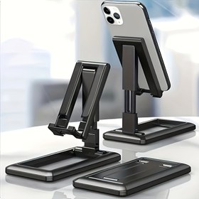 Resim 1 adet Evrensel Ayarlanabilir Katlanabilir Telefon Standı, Su Geçirmez Plastik, Canlı Yayın ve Video Kaydı için Döndürülebilir Masa Tutucu, Çok Amaçlı Mobil Montaj 