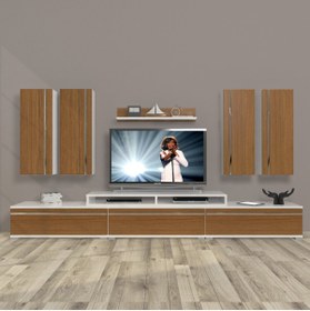 Resim Decoraktiv Ekoflex 8d Mdf Tv Ünitesi Tv Sehpası - Beyaz - Ceviz 