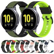 Resim Samsung Galaxy Uyumlu Watch Active2 40mm 20mm İki Renkli Silikon Saat Kordonu 