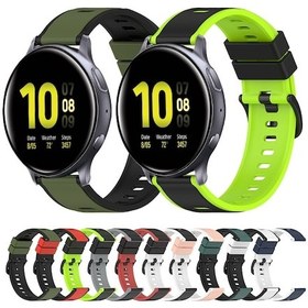 Resim Samsung Galaxy Uyumlu Watch Active2 40mm 20mm İki Renkli Silikon Saat Kordonu 